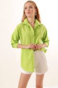 3900 Oversize Uzun Basic Gömlek - G.Yeşil resmi
